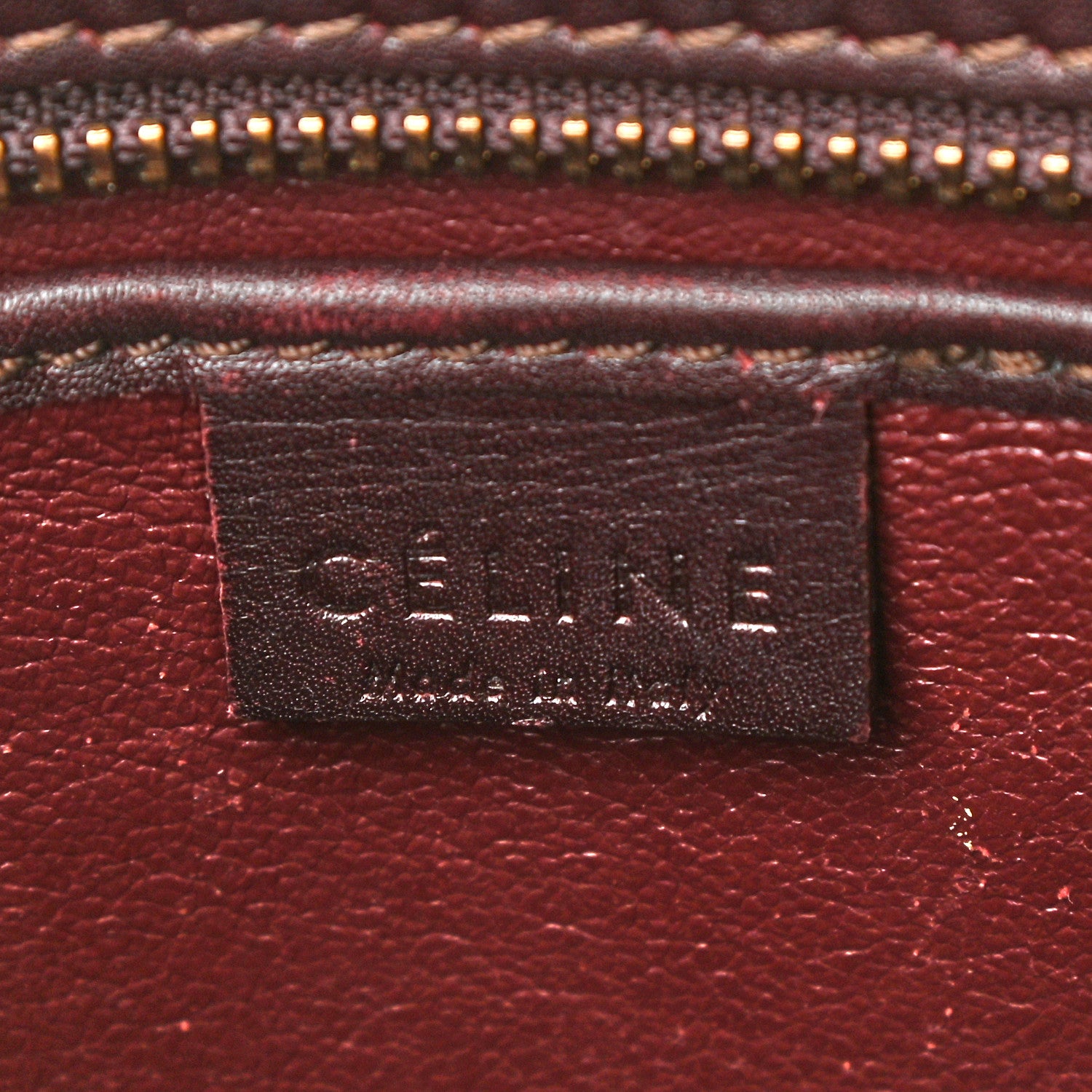 Celine Calfskin Suede Nano Tri-Color Luggage Burgundy 6 of 16