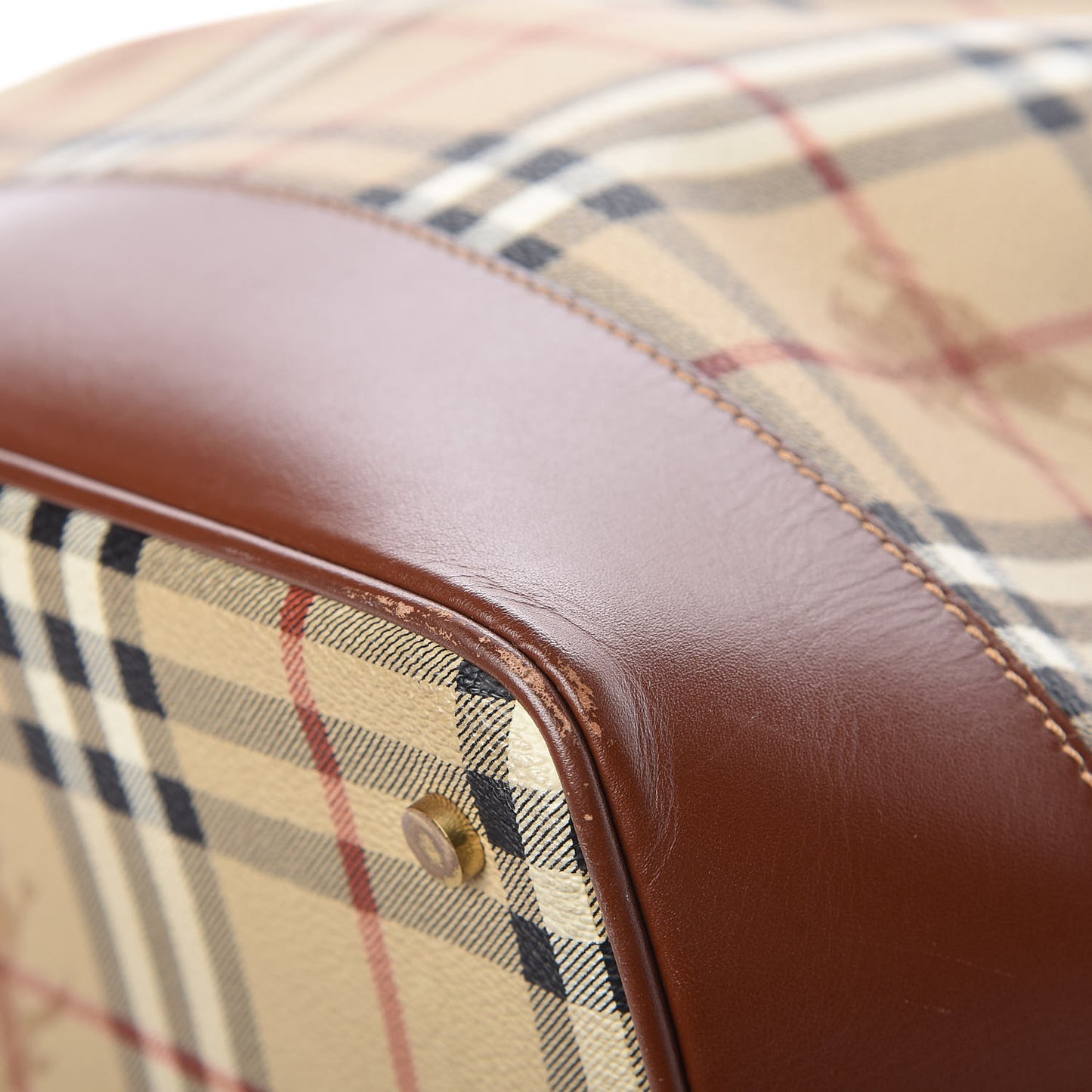 Haymarket Check Drawstring Bucket Bag Brown