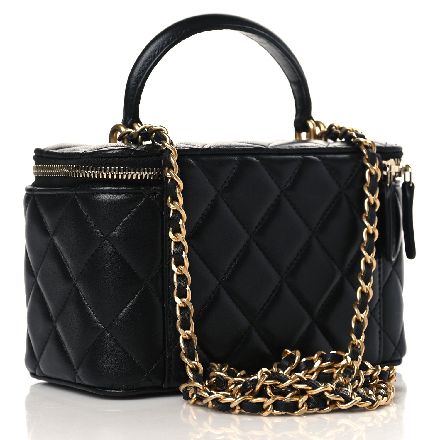 Chanel Lambskin Quilted Small Top Handle Vanity Case With Chain Black 3 of 10
