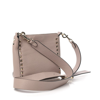 Valentino Garavani Pebbled Calfskin Mini Rockstud Flip-Lock Messenger Bag Poudre 2 of 9