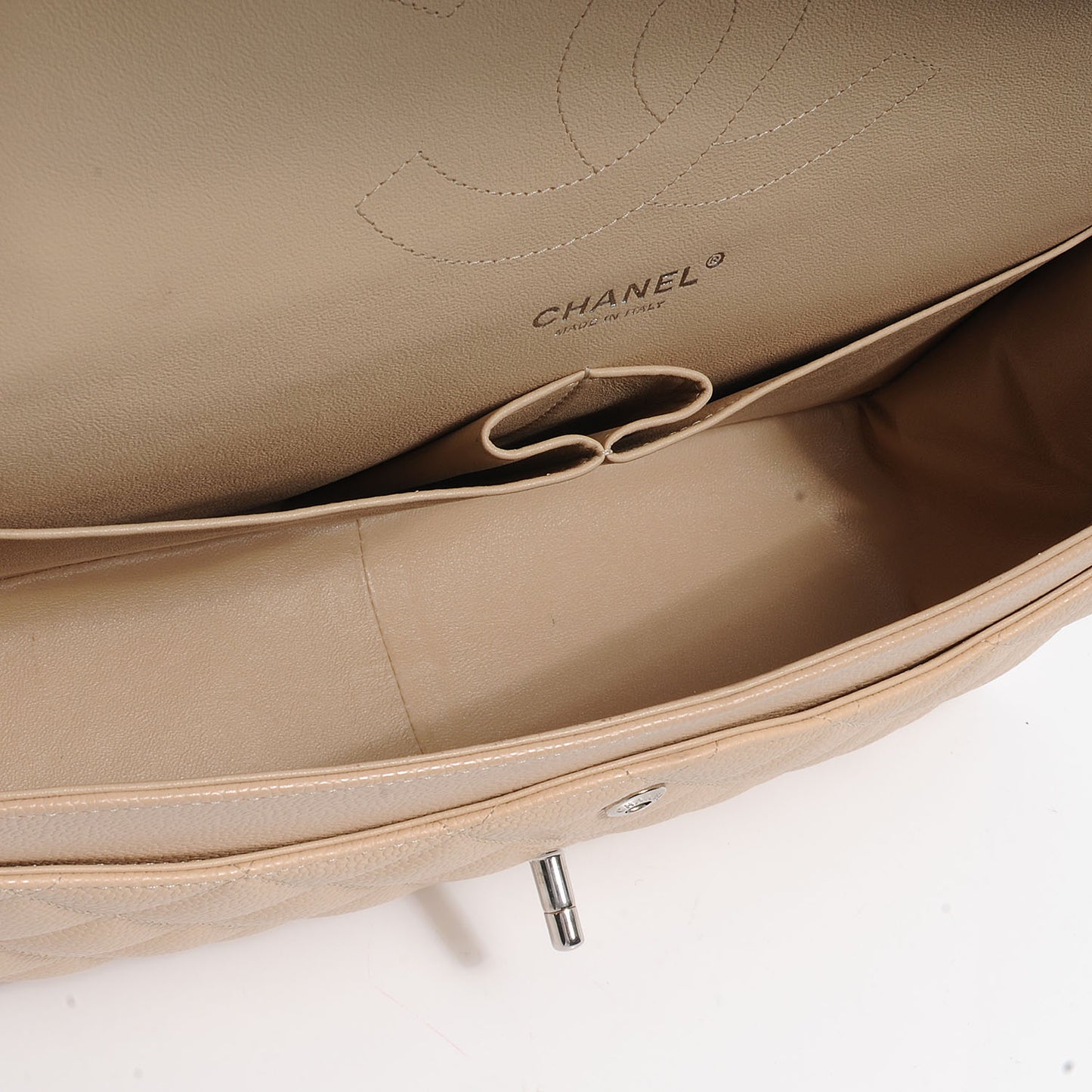 Caviar Jumbo Double Flap Beige Clair