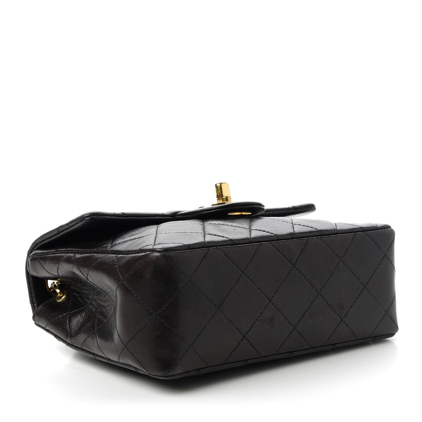 Lambskin Quilted Mini Square Flap Black