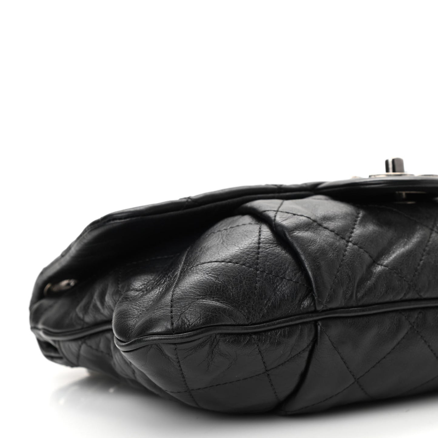 Calfskin Coco Pleats Messenger Flap Black