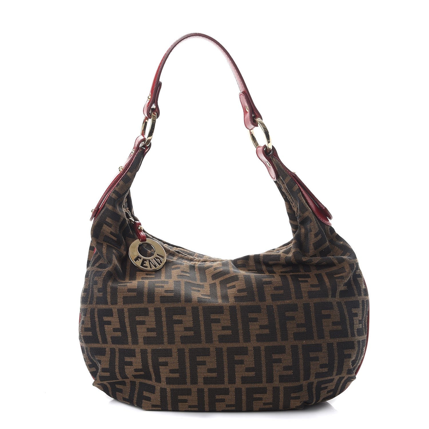 Fendi Zucca Cuoio Lucido Small Chef Hobo Tobacco Rosso Scuro 1 of 8