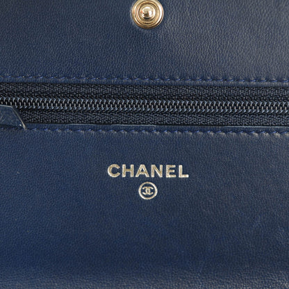 Chanel Lambskin Quilted Boy Wallet On Chain WOC Navy Blue 6 of 8