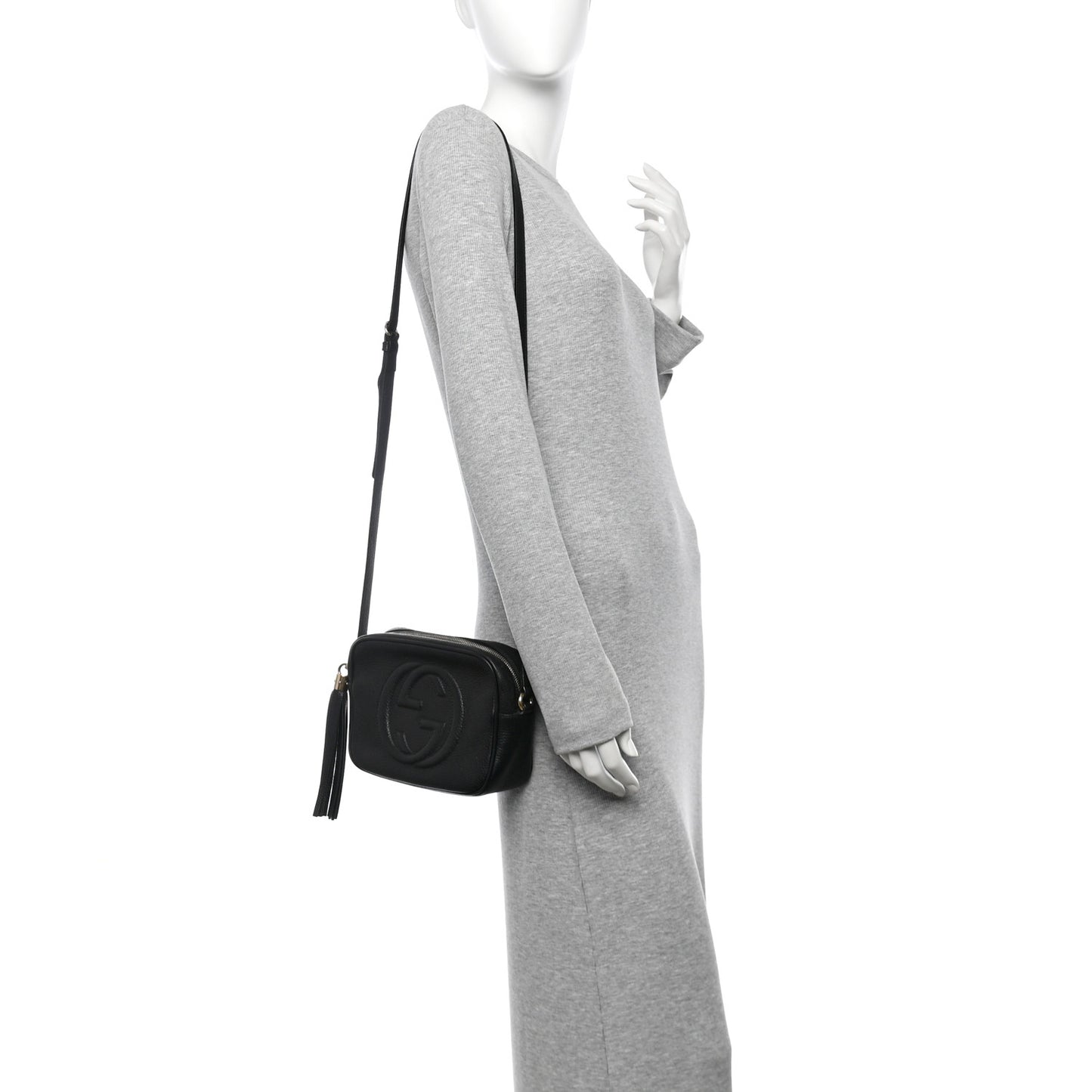 Pebbled Calfskin Small Soho Disco Bag Black