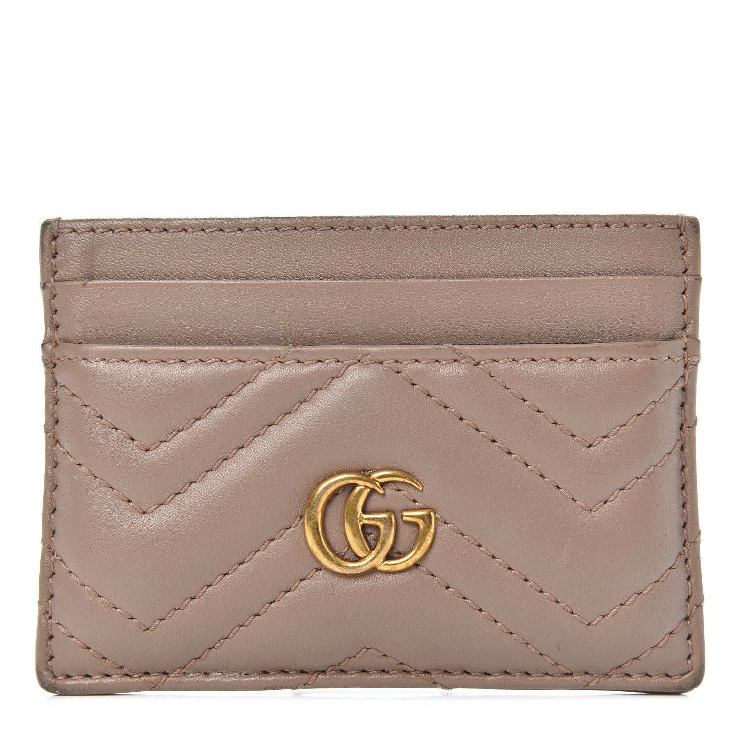 Gucci Calfskin Matelasse GG Marmont Card Holder Porcelain Rose 1 of 9