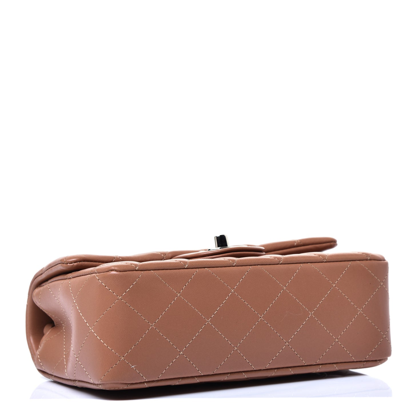 Lambskin Quilted Mini Rectangular Flap Brown