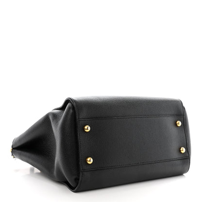 Burberry Soft Grain Calfskin Medium Buckle Tote Black 4 of 14