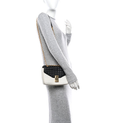 Celine Calfskin Quilted Medium C Bag Black White 2 of 15