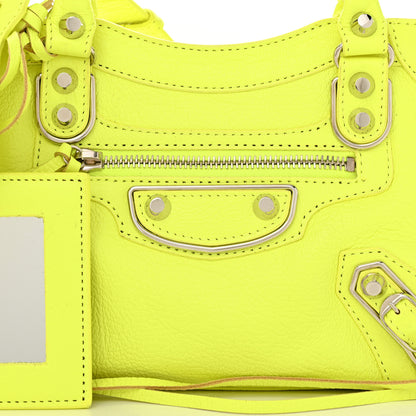 Balenciaga Chevre Silver Metallic Edge Hardware Mini City Acid Green 8 of 11