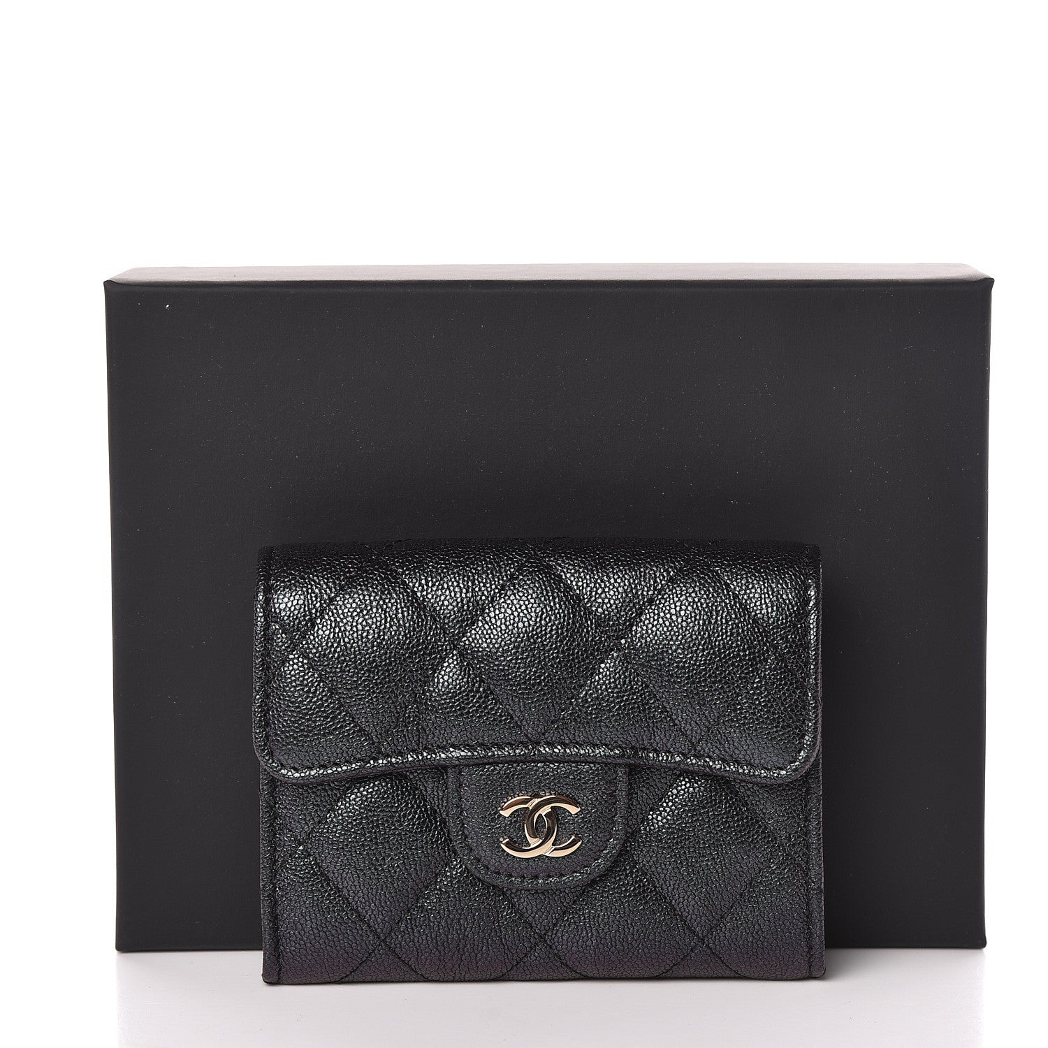 Chanel Iridescent Caviar Quilted Flap Card Holder Wallet Black 9 of 9