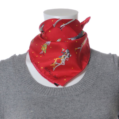 Hermes Silk Les Parisiennes De Kiraz Pocket Square Scarf Red 3 of 6
