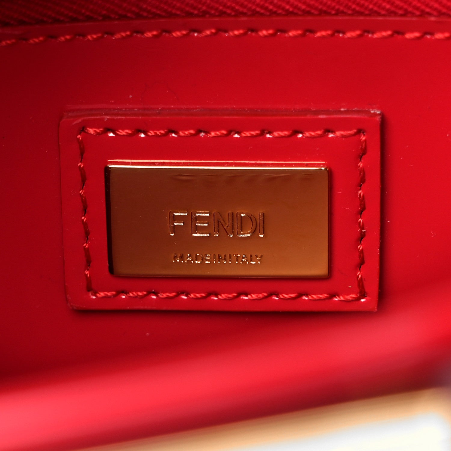 Fendi Vitello Vernice Mou Mini Peekaboo Iconic Satchel Rosso Cardinale 6 of 8