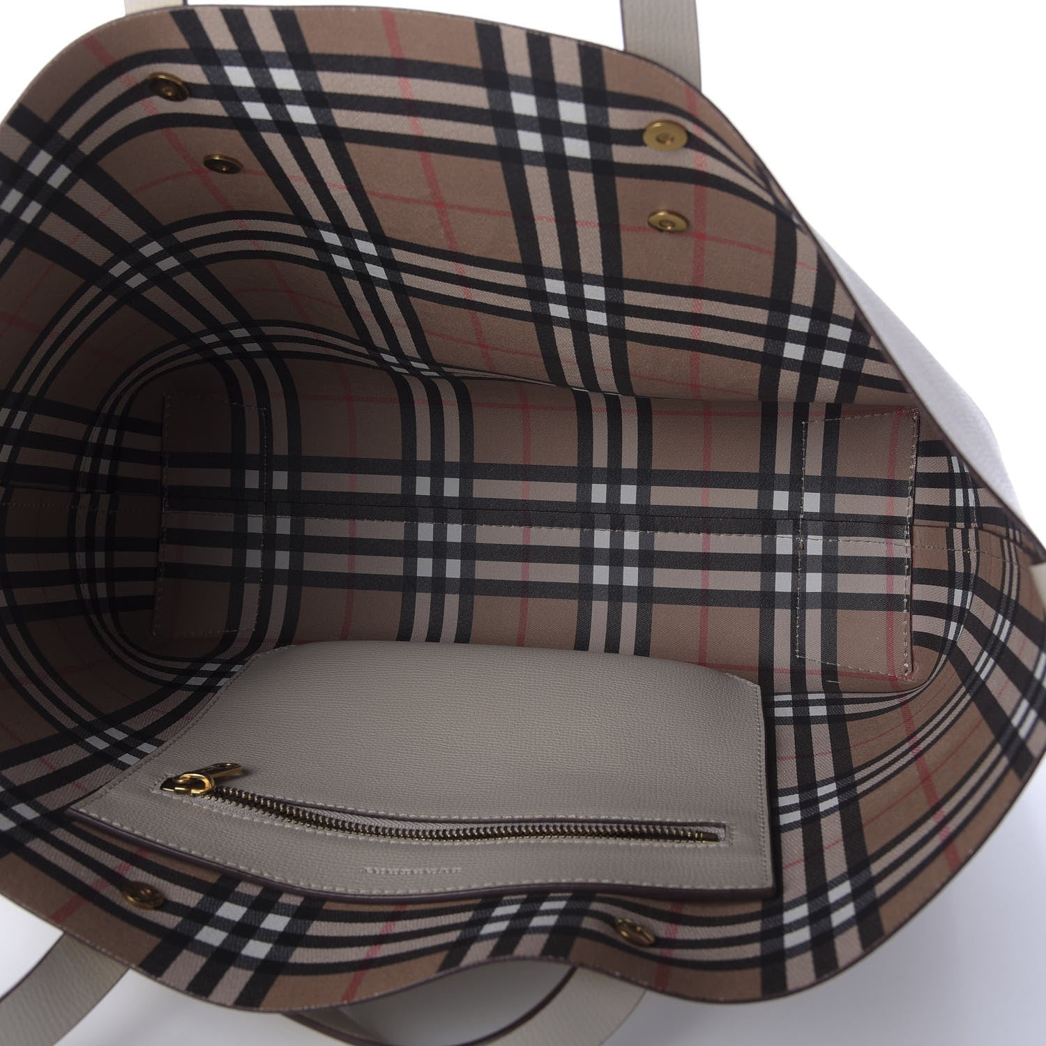 Burberry Calfskin Crest Embossed Small Tote Limestone 6 of 10