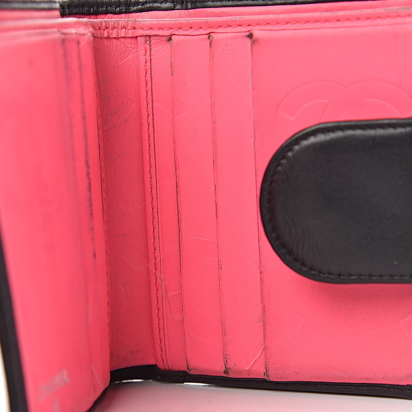Calfskin Quilted Cambon Bi-Fold Wallet Black