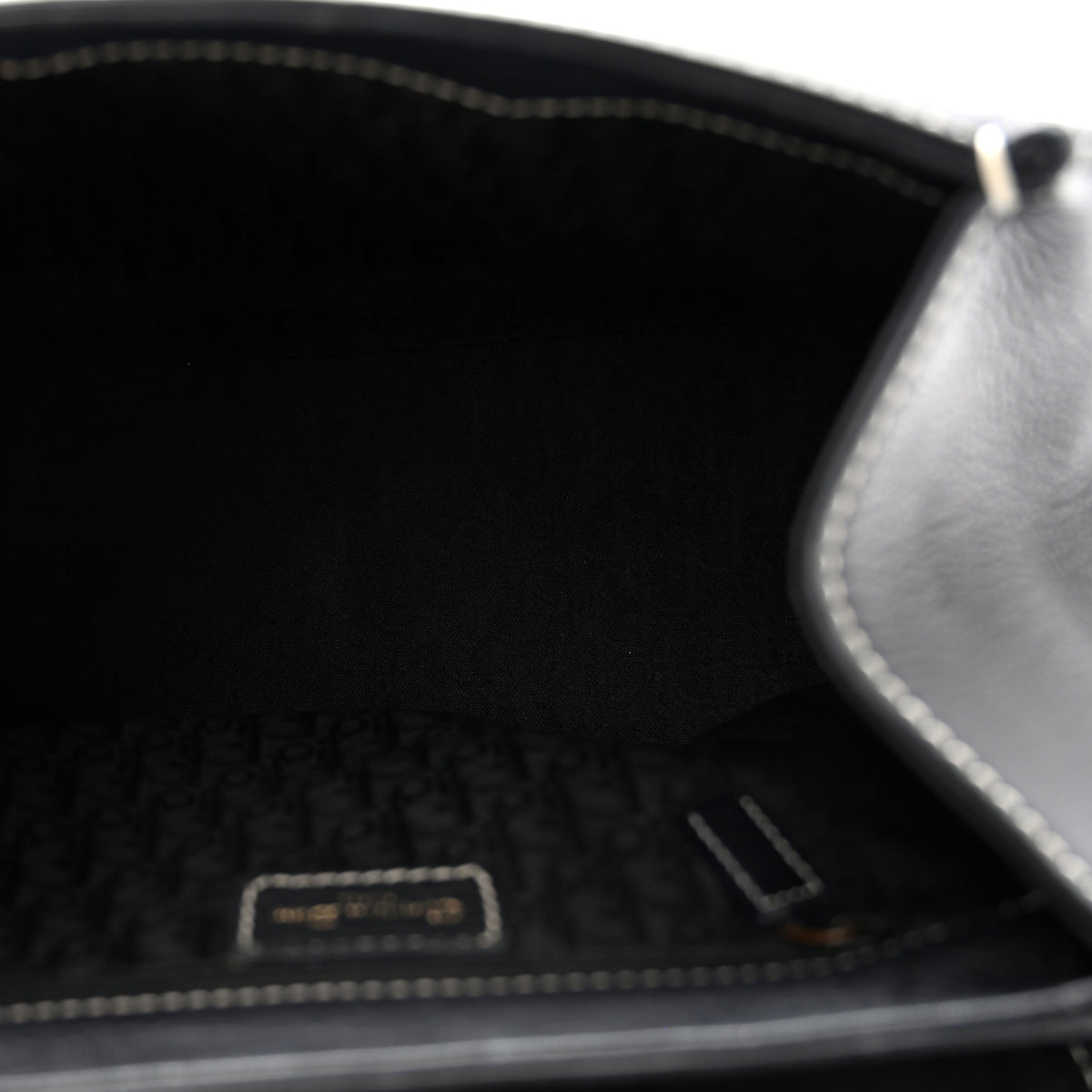 Christian Dior Calfskin Saddle Top Handle Satchel Black 5 of 16
