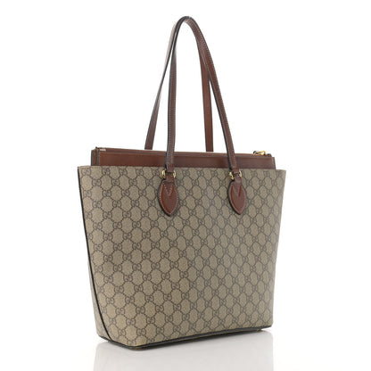 Gucci GG Supreme Monogram Medium Zippered Bucket Tote Beige Tuscany 3 of 18