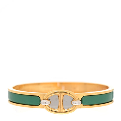 Hermes Enamel Mini Farandole Clic Chaine D'Ancre Bracelet Vert Flamboyant 1 of 6