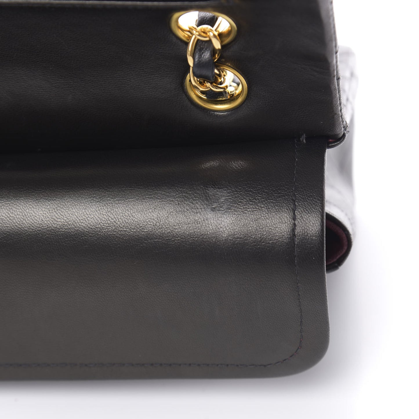 Lambskin Quilted Medium Double Flap Black