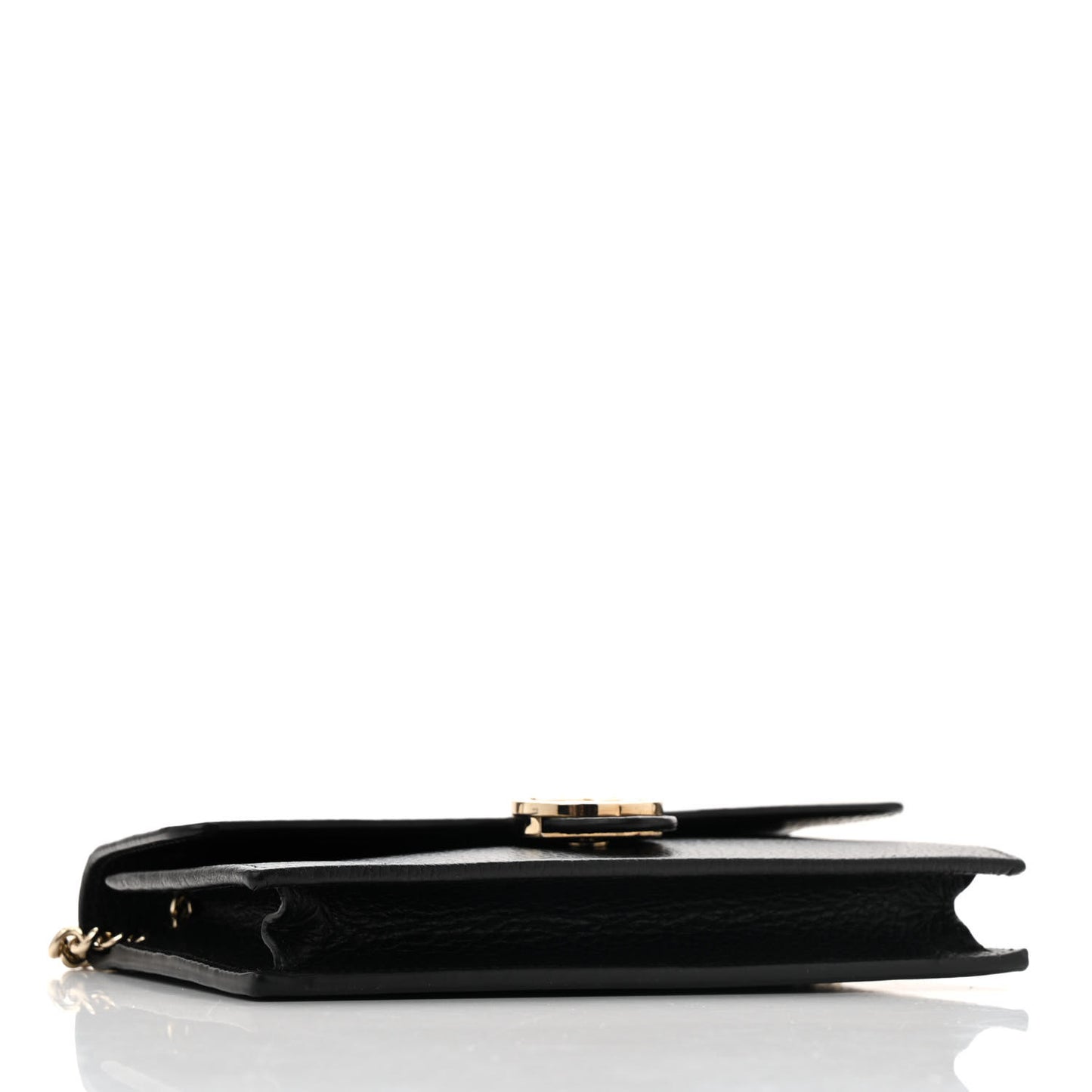 Dollar Calfskin Interlocking G Chain Wallet Black