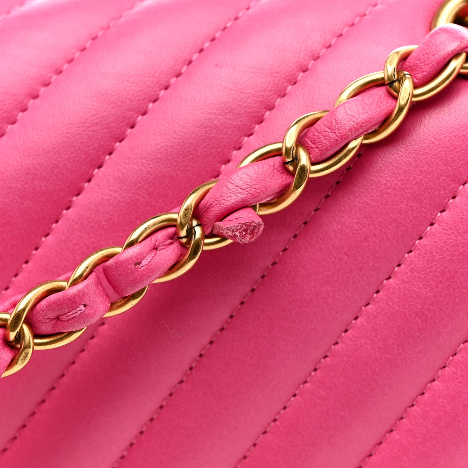 Chanel Lambskin Chevron Quilted Medium Double Flap Dark Pink 11 of 14