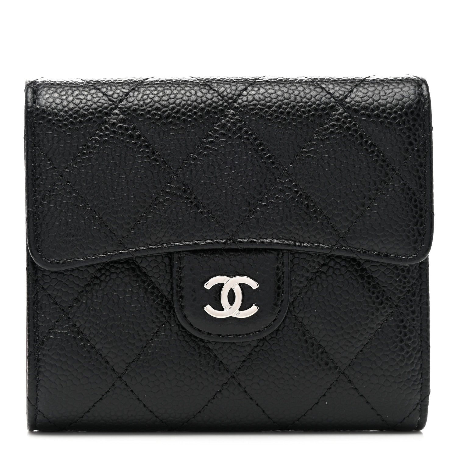 Chanel Caviar Quilted Compact Flap Wallet Black 1 of 8