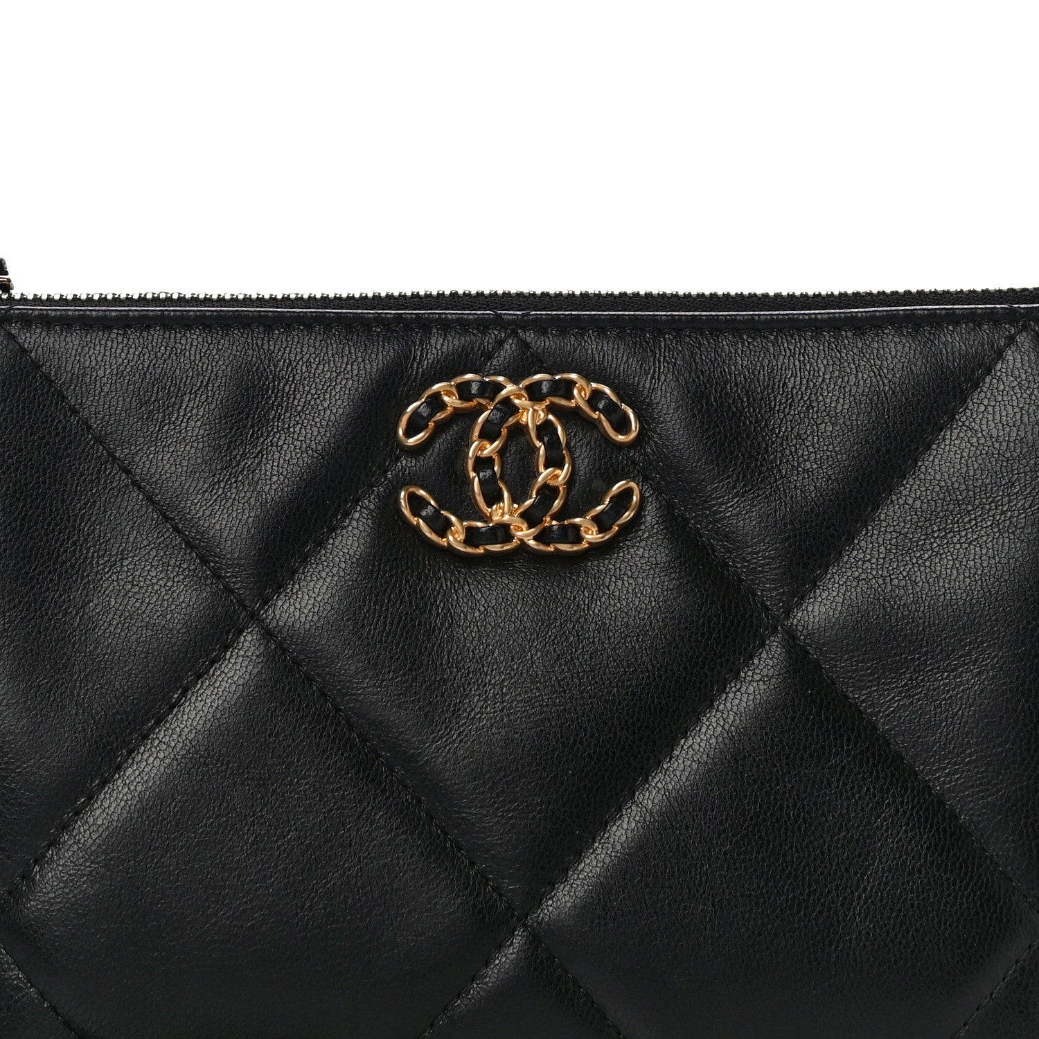 Chanel Shiny Goatskin Quilted Small Chanel 19 Pouch With Handle Black 8 of 11