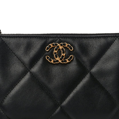 Chanel Shiny Goatskin Quilted Small Chanel 19 Pouch With Handle Black 8 of 11