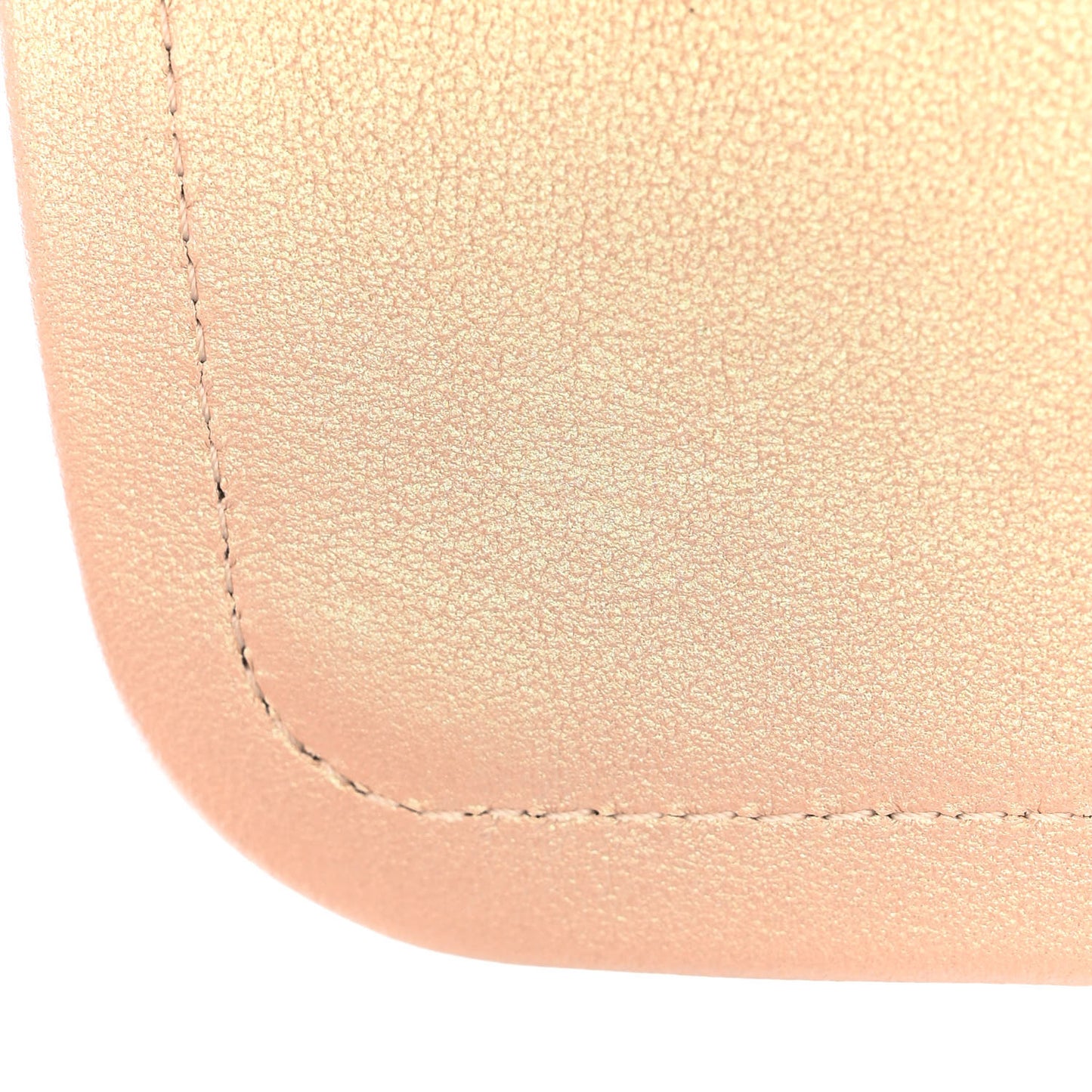 Iridescent Calfskin Quilted Medium Double Flap Beige