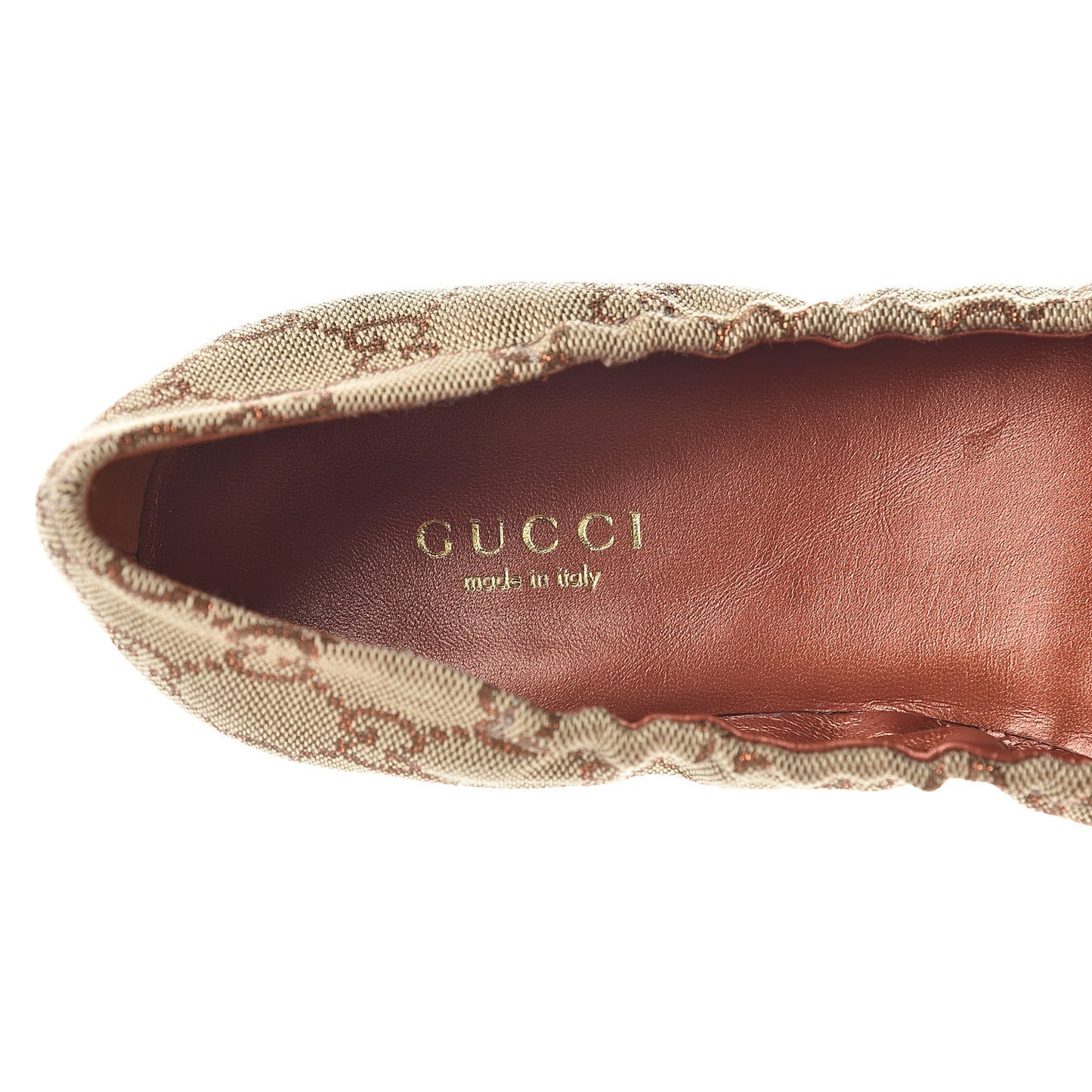 GG Monogram Miro Soft Calfskin Bamboo Ballet Flat 36.5 Beige Oxydus