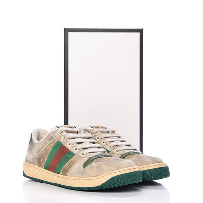 Gucci GG Monogram Nubuck Web Mens Screener Sneakers 8.5 New Sand Dusty Milk Vintage Green 9 of 9