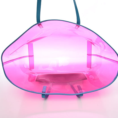 Versace Vinyl Calfskin 90s Logo Tote Pink Blue 5 of 10