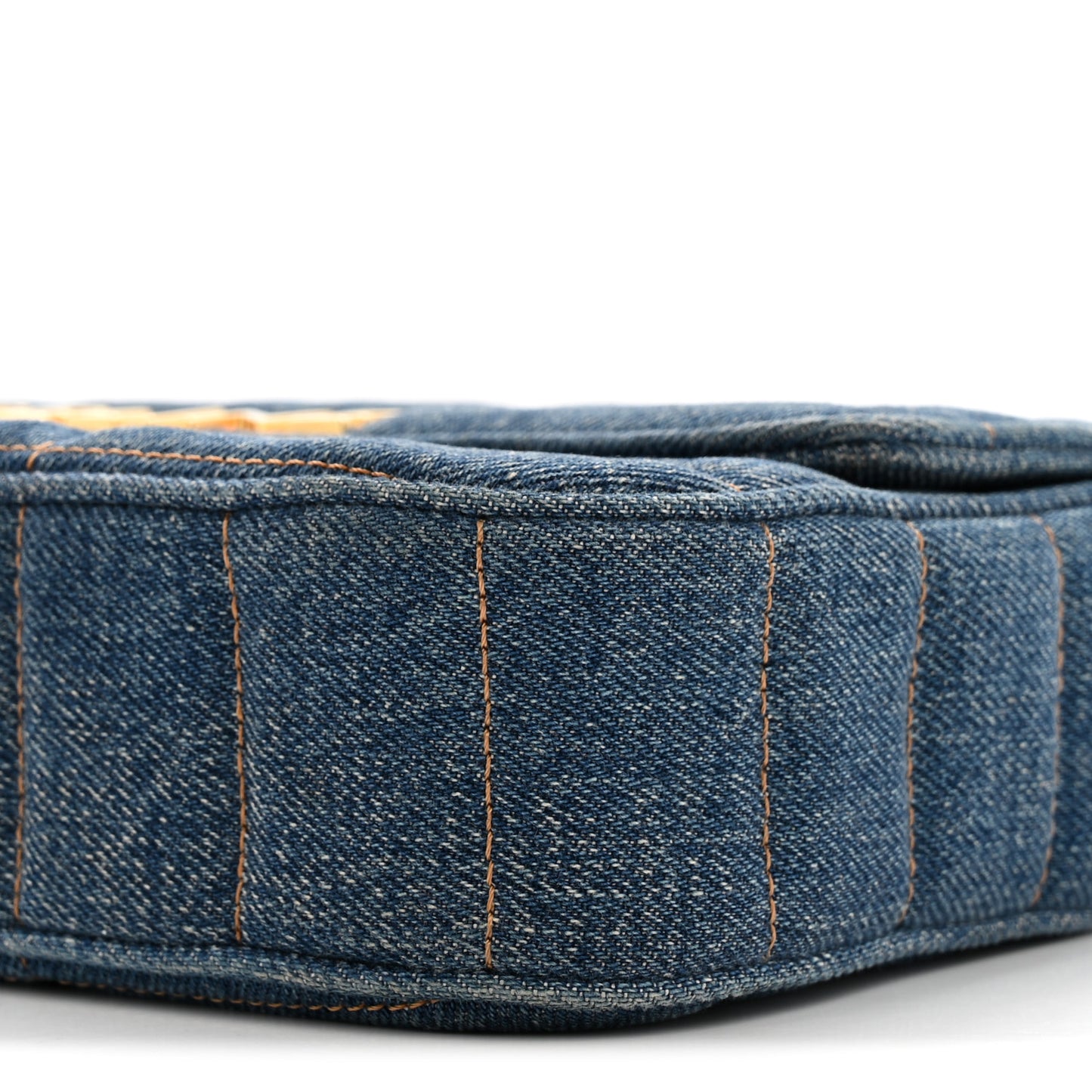 Denim Matelasse Chain Shoulder Bag Blue