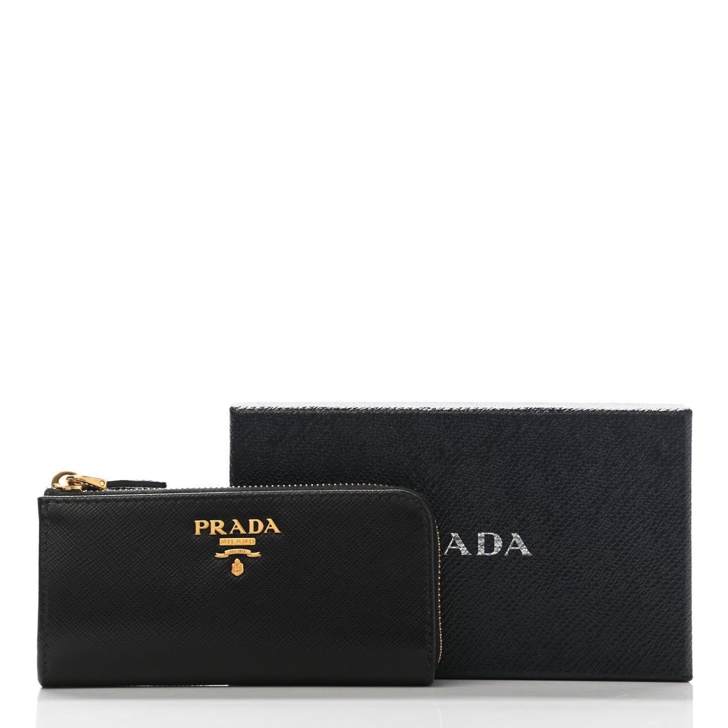 Saffiano Metal Zip Around Key Holder Black