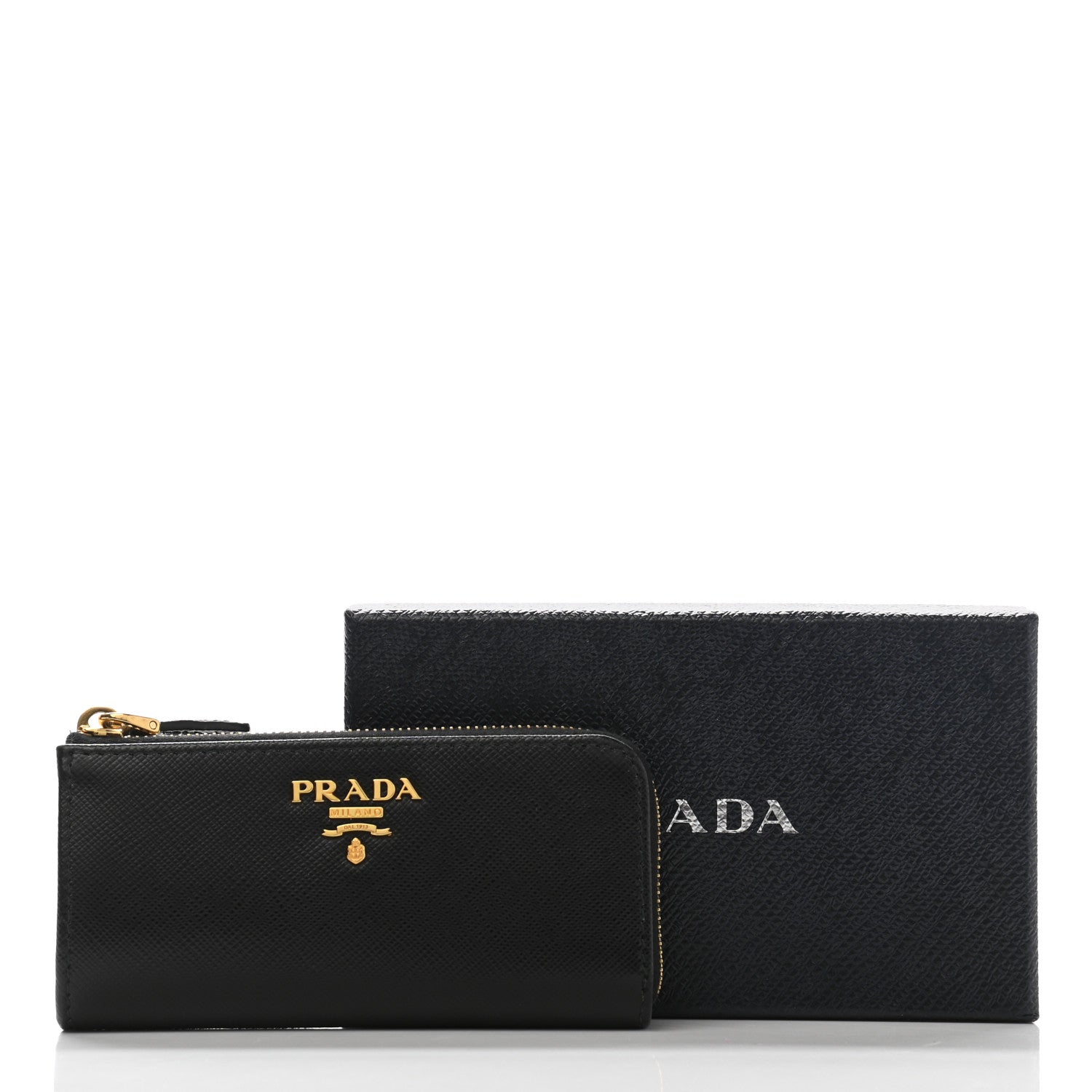 Prada Saffiano Metal Zip Around Key Holder Black 8 of 8