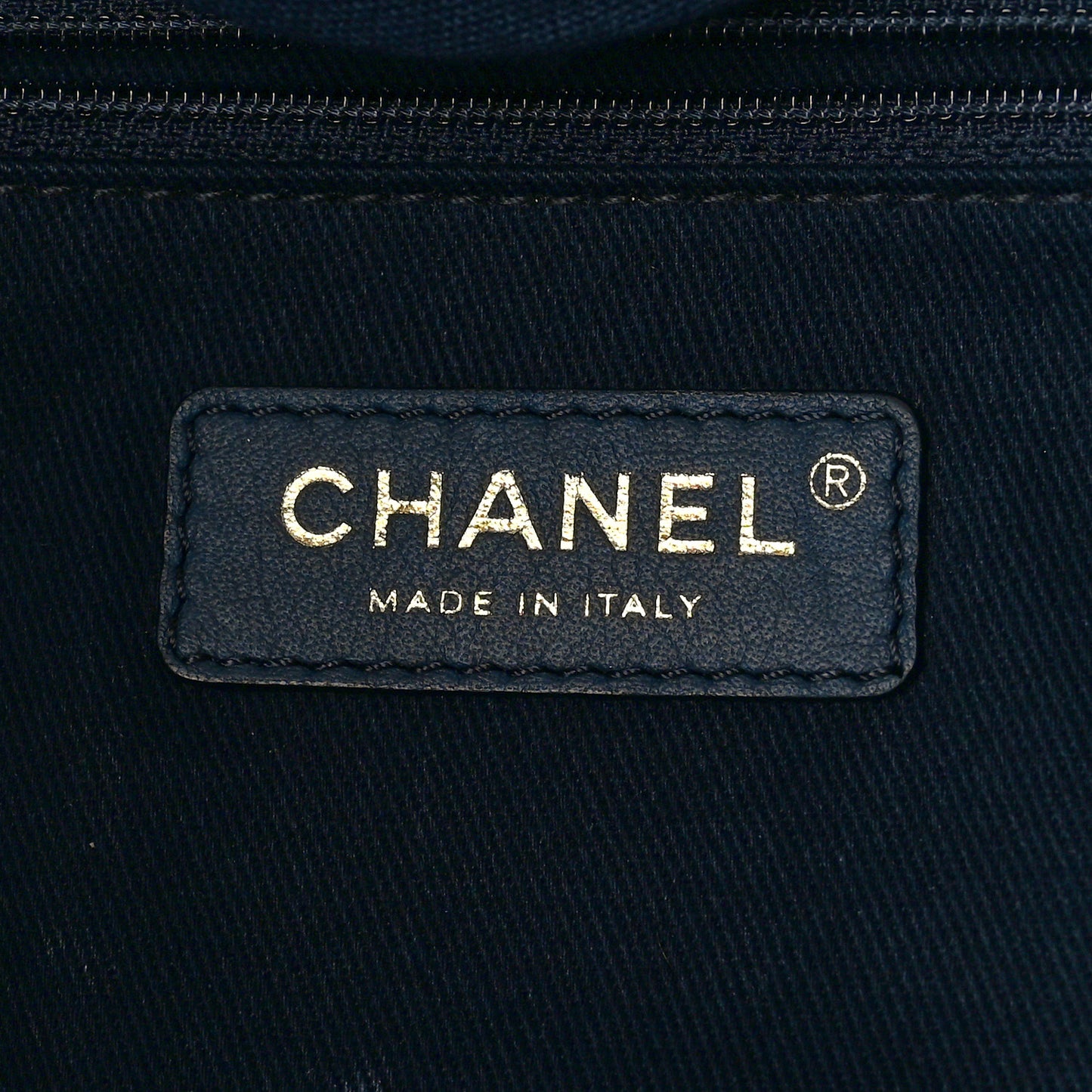 Mixed Fibers Calfskin Medium Deauville Tote Navy Blue