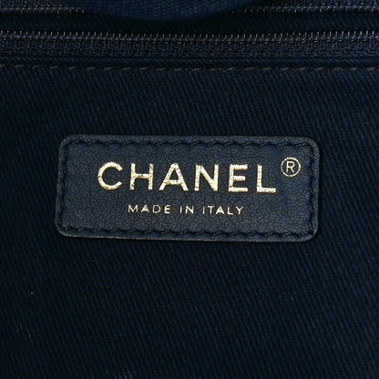 Chanel Mixed Fibers Calfskin Medium Deauville Tote Navy Blue 6 of 10