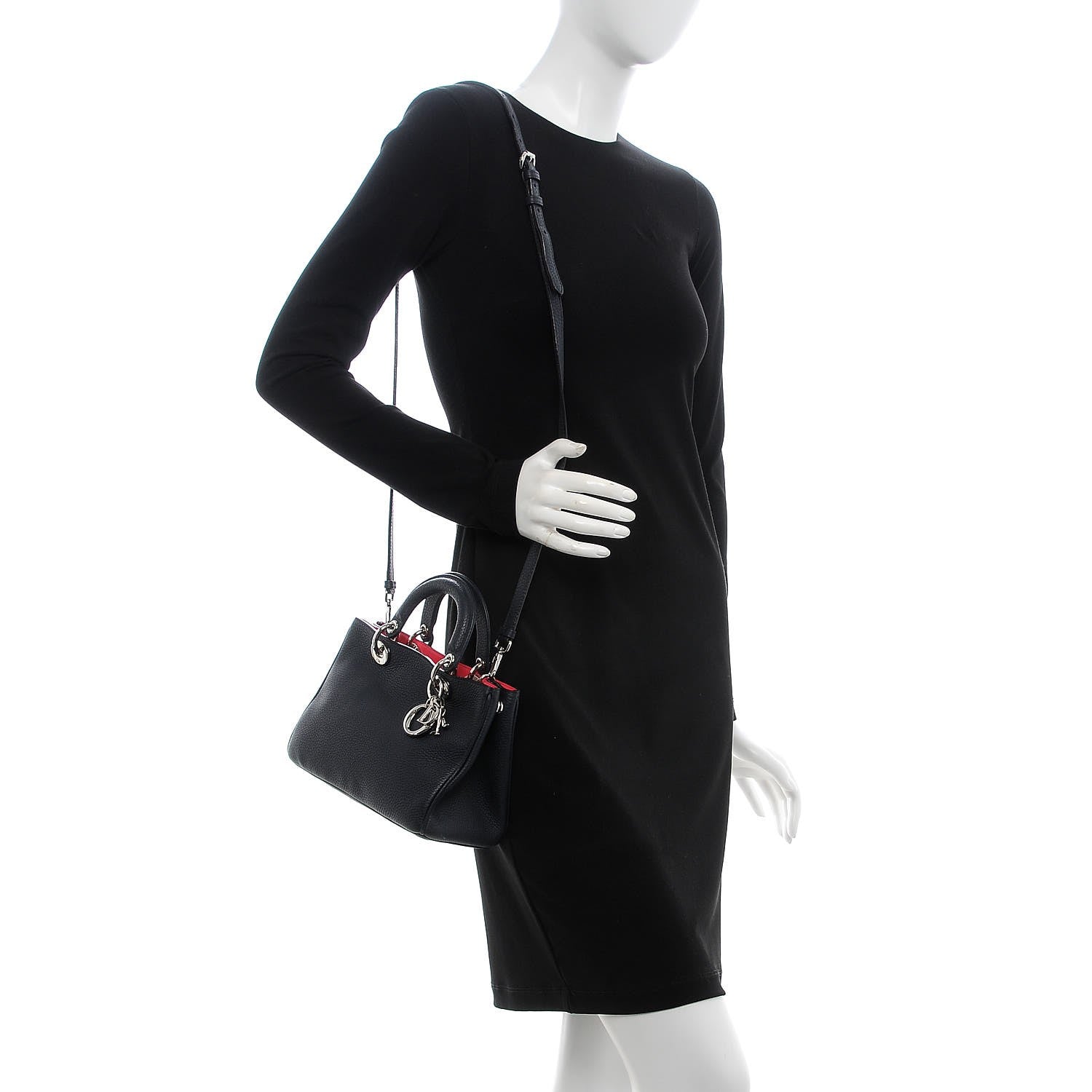 Christian Dior Bullcalf Small Diorissimo Tote Black Rose Indien 2 of 10