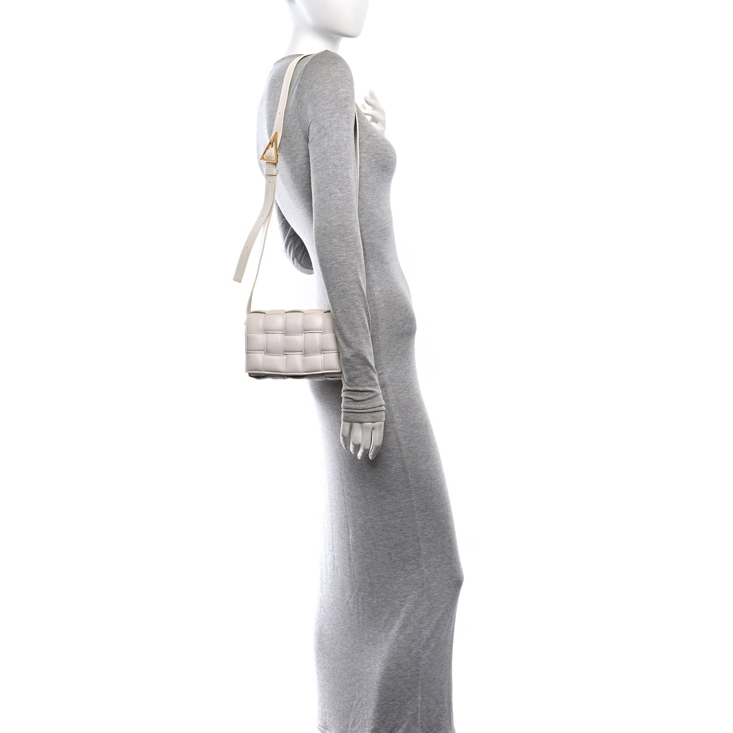 Nappa Maxi Intrecciato Small Padded Cassette Crossbody Bag Chalk