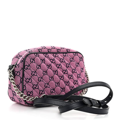 Gucci Monogram Multicolor Matelasse Diagonal Small GG Marmont Chain Shoulder Bag Pink Blue 3 of 10