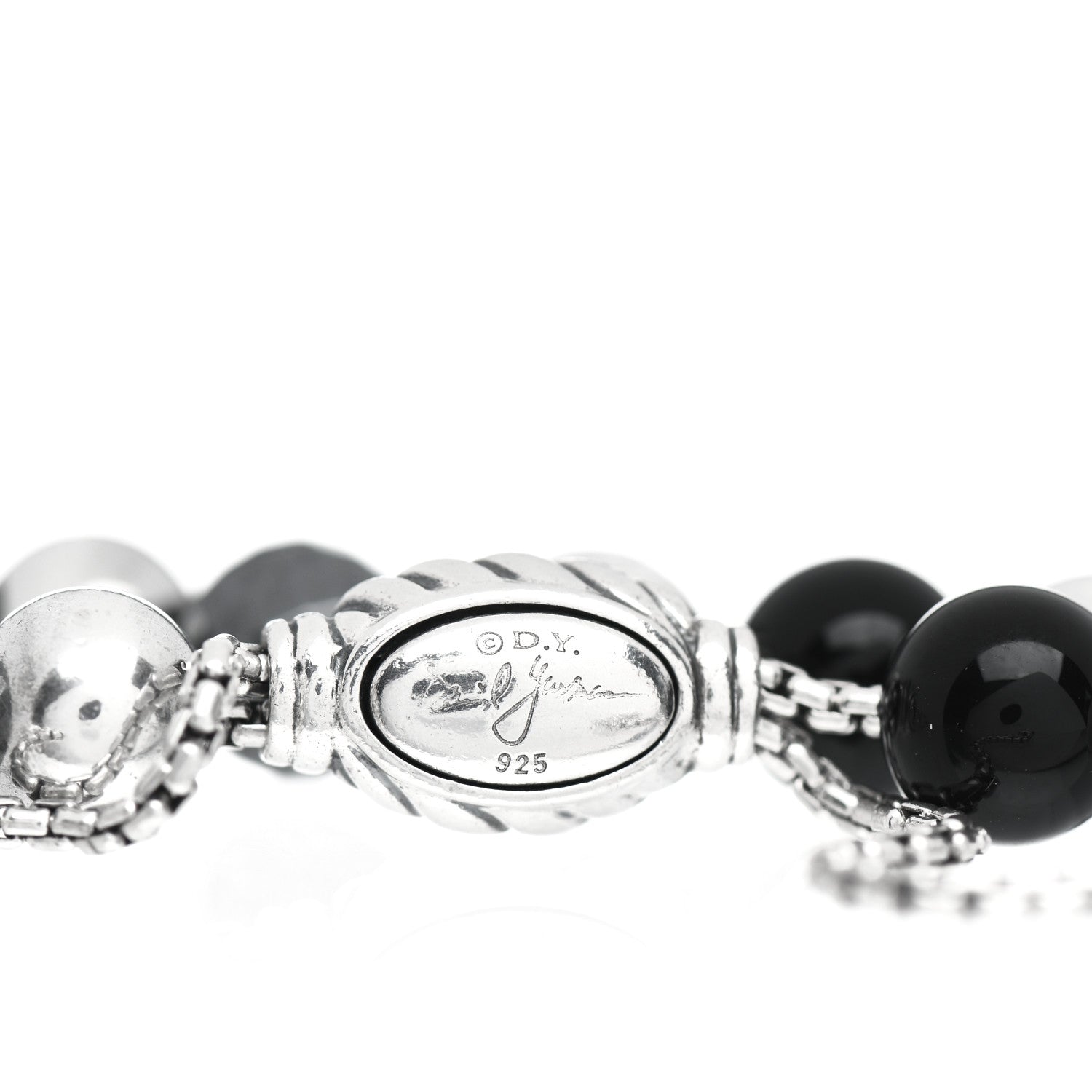 David Yurman Sterling Silver Black Onyx Hematine 8mm Elements Bead Bracelet 4 of 4