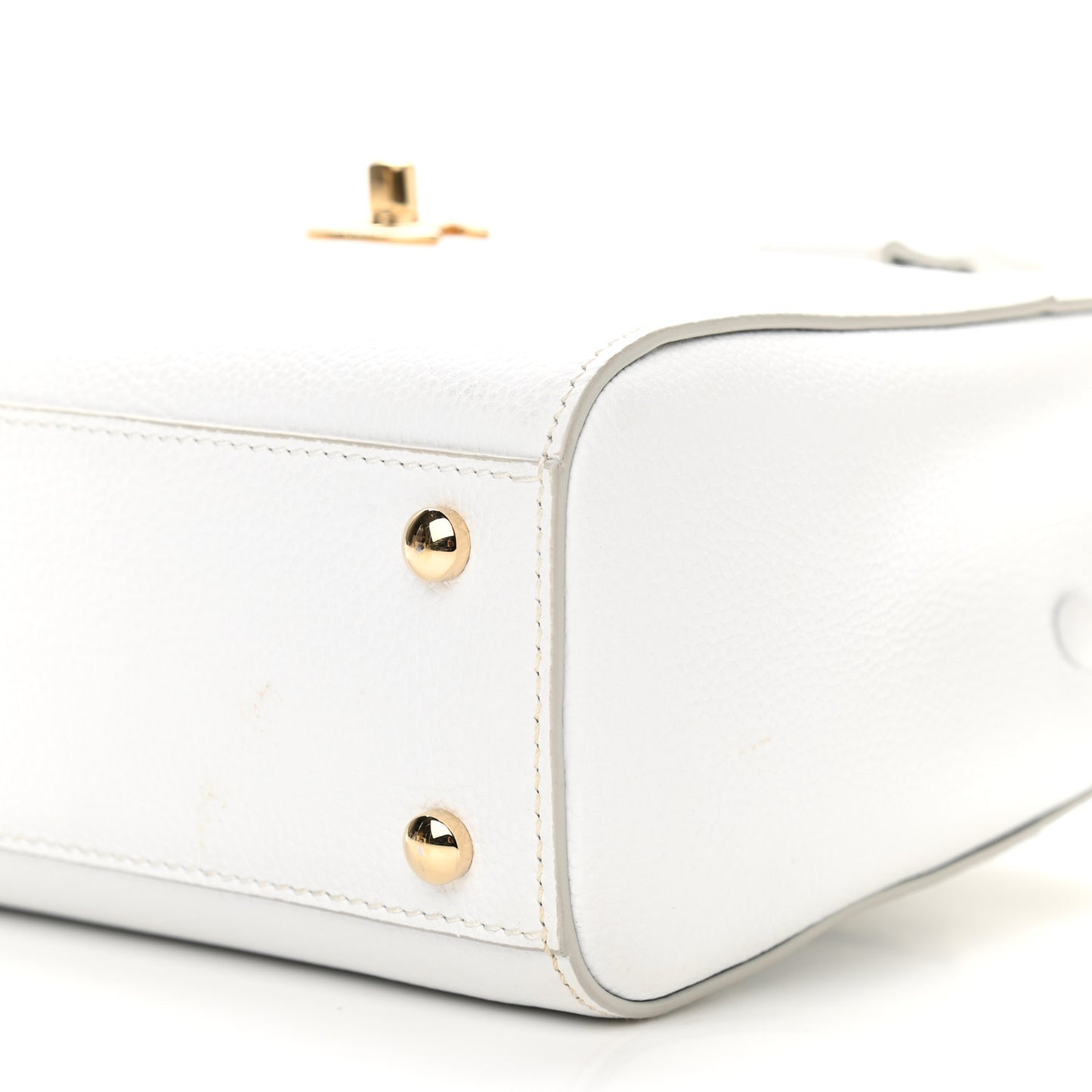 Grained Calfskin Mini Neo Executive Shopper Tote White