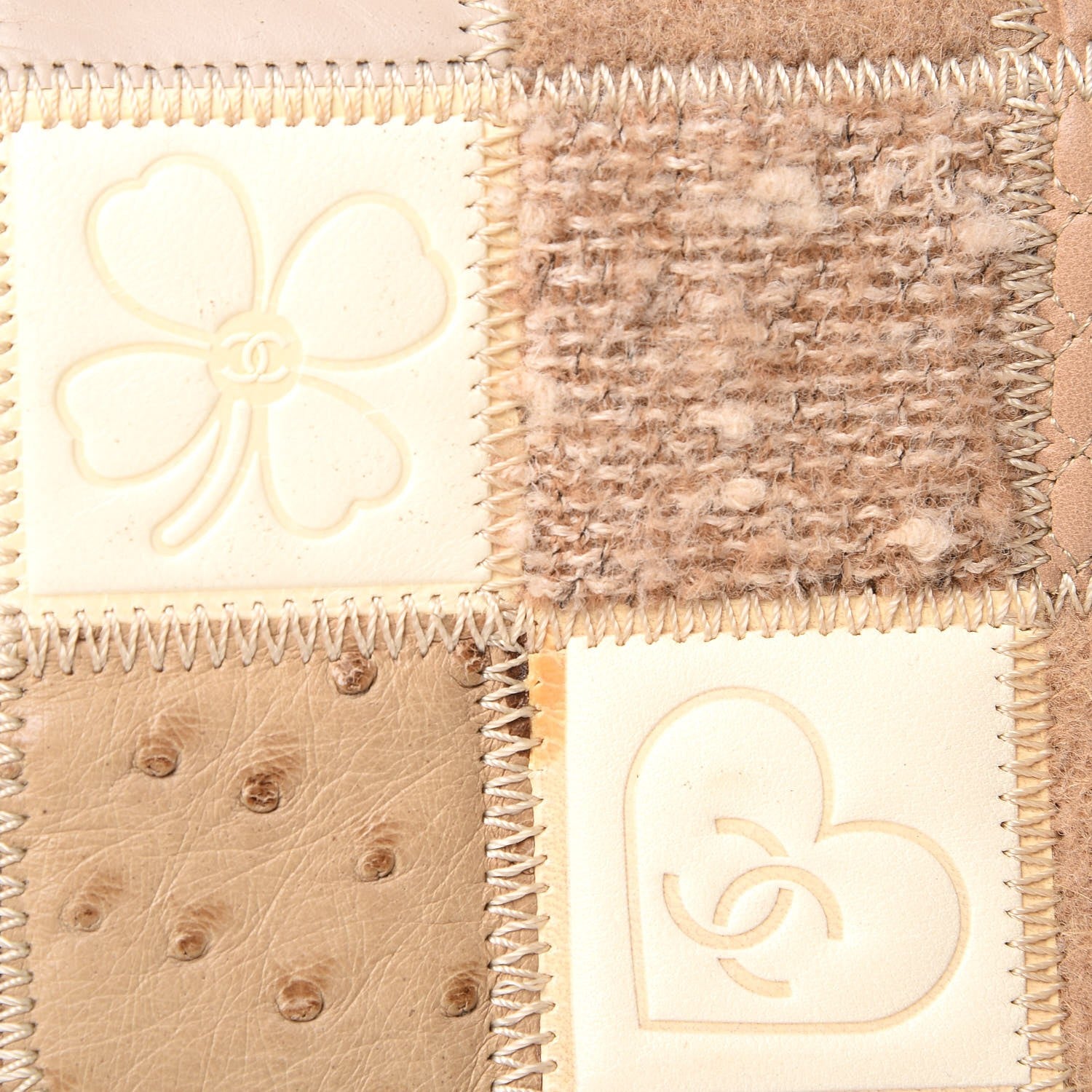 Chanel Lambskin Ostrich Pony Hair Quilted Patchwork Precious Symbols Flap Bag Beige 11 of 11