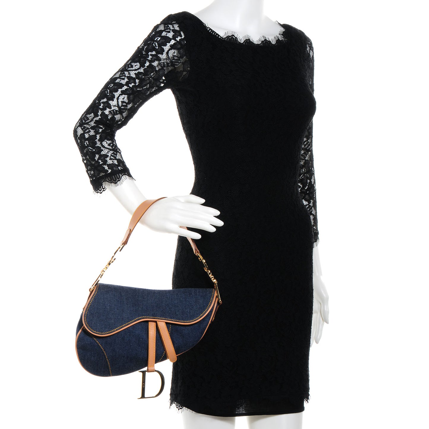 Denim Calfskin Saddle Bag Blue
