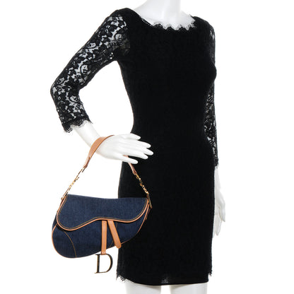 Christian Dior Denim Calfskin Saddle Bag Blue 2 of 7