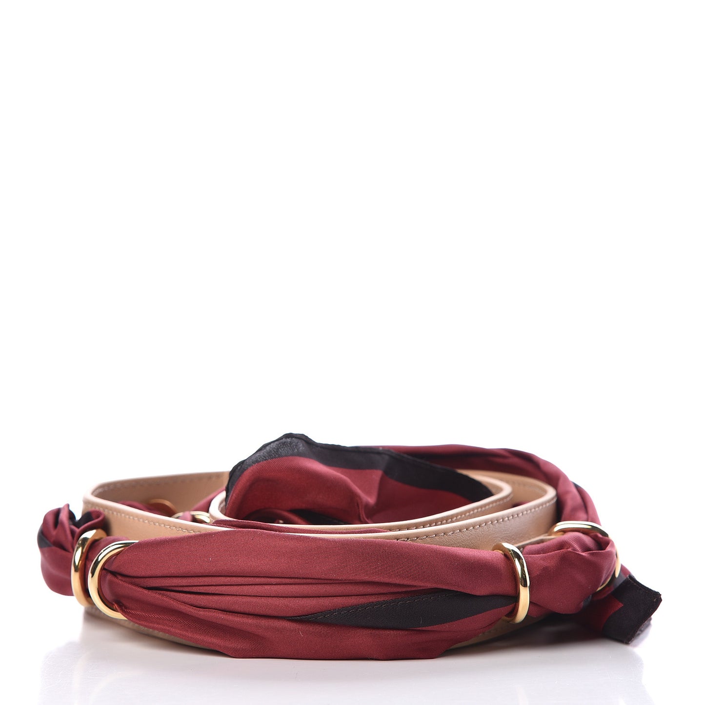 Calfskin Silk Little Horses Scarf Strap Tan