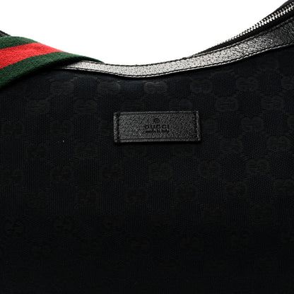 Gucci Monogram Web Medium Half Moon Hobo Black 8 of 10