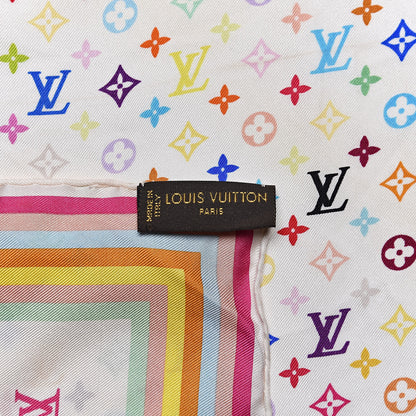Louis Vuitton Silk Multicolor Square Scarf White 3 of 4