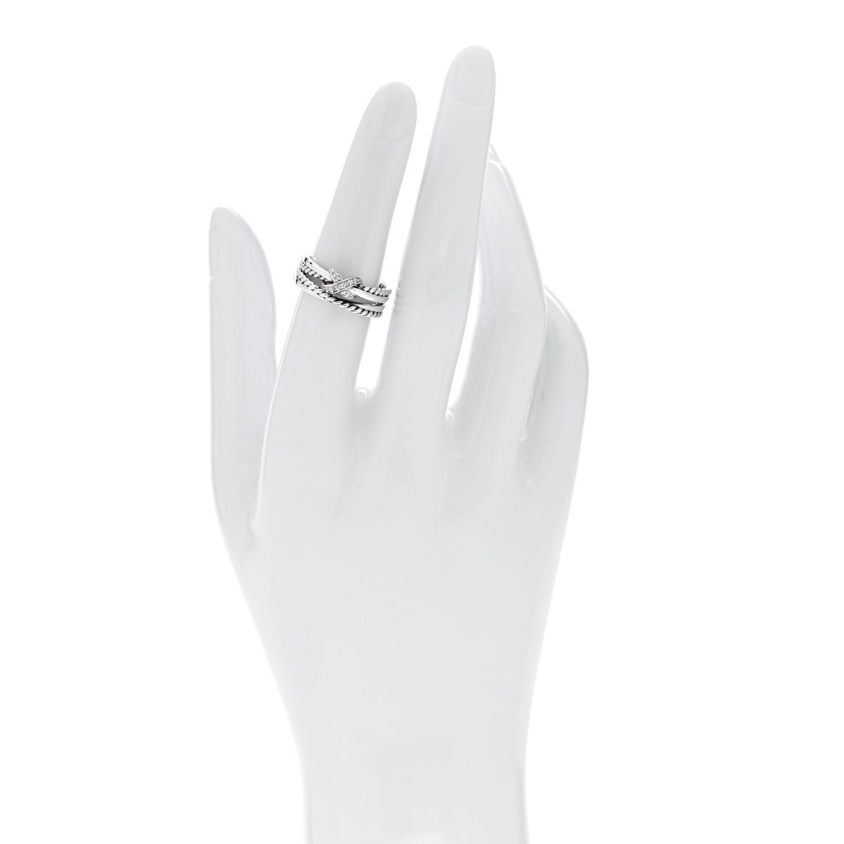 David Yurman Sterling Silver Diamond X Crossover Ring 52 6 2 of 4